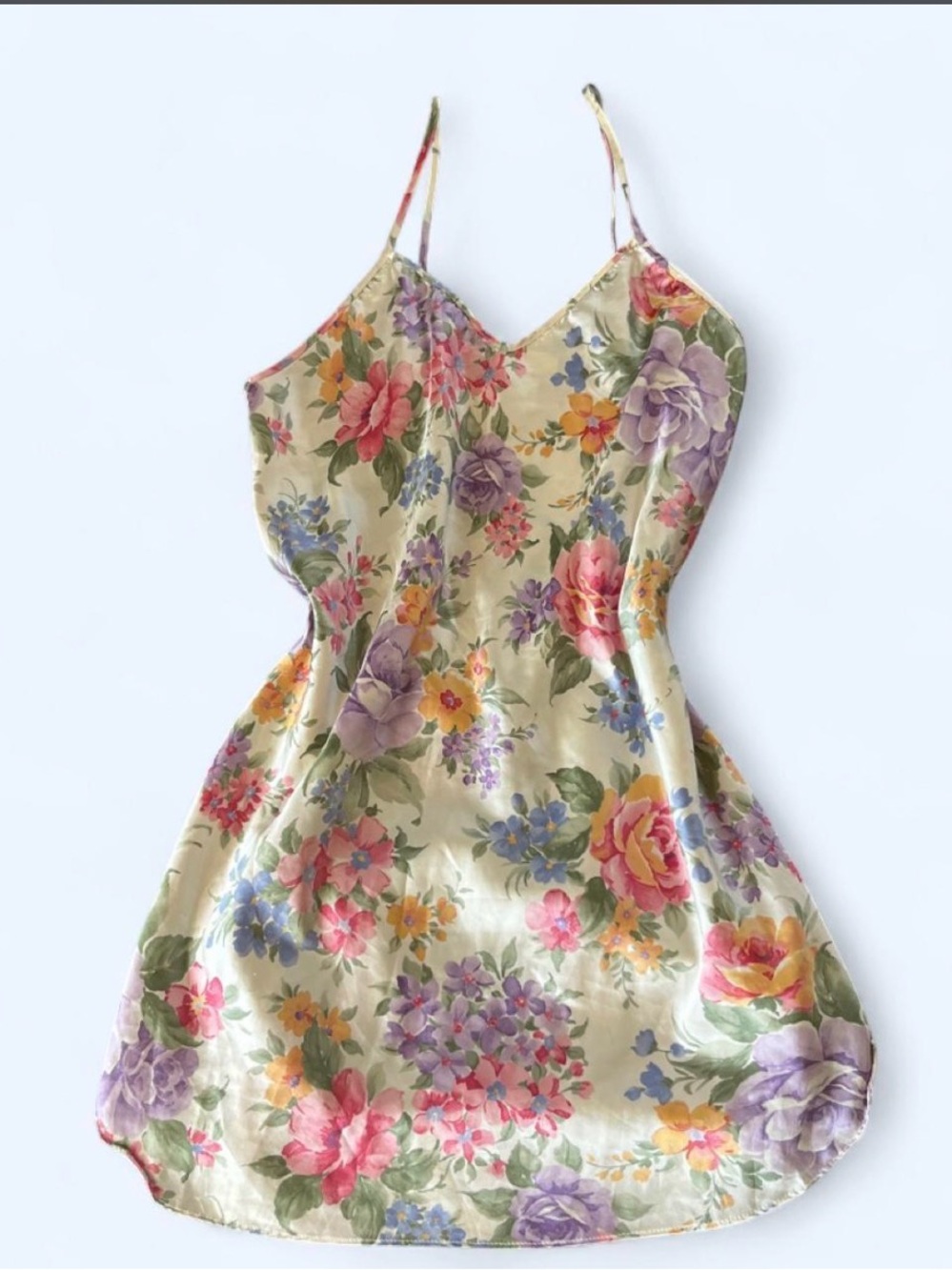 alexandra nicole floral satin slip dress pastel rose print y2k medium